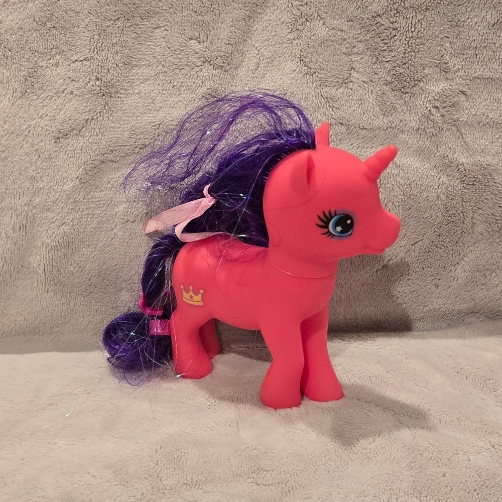 Gi-Go Pony Pink Unicorn Purple Tinsel Hair Crown Walgreens Fakie MLP Style Toy